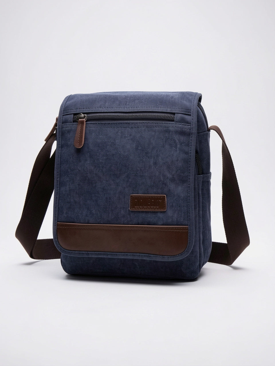 Bandoulière Canvas Homme Rabat Poches Téléphone Sacoche Épaule - Bleu Medium