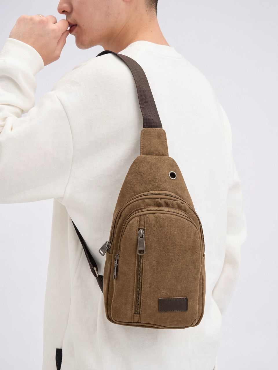 Petit Sac à Dos en Toile Zippée Bandoulière - 13