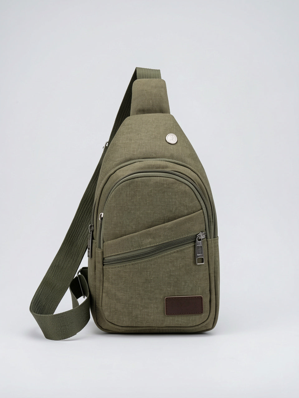Petit Sac à Dos en Toile Zippée Bandoulière - Kaki