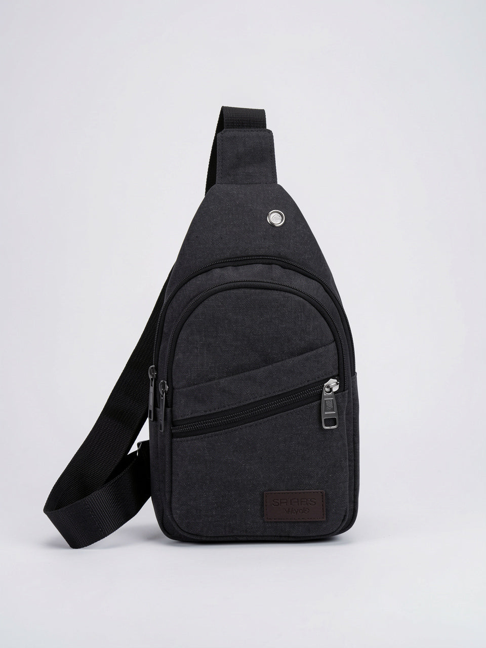 Petit Sac à Dos en Toile Zippée Bandoulière - Noir
