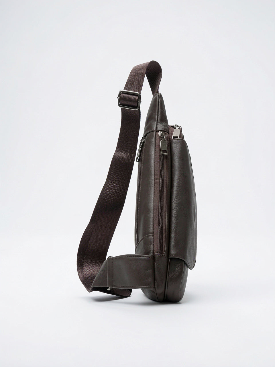 Petite Sacoche Bandoulière en Cuir Homme Zippée Compacte - 10
