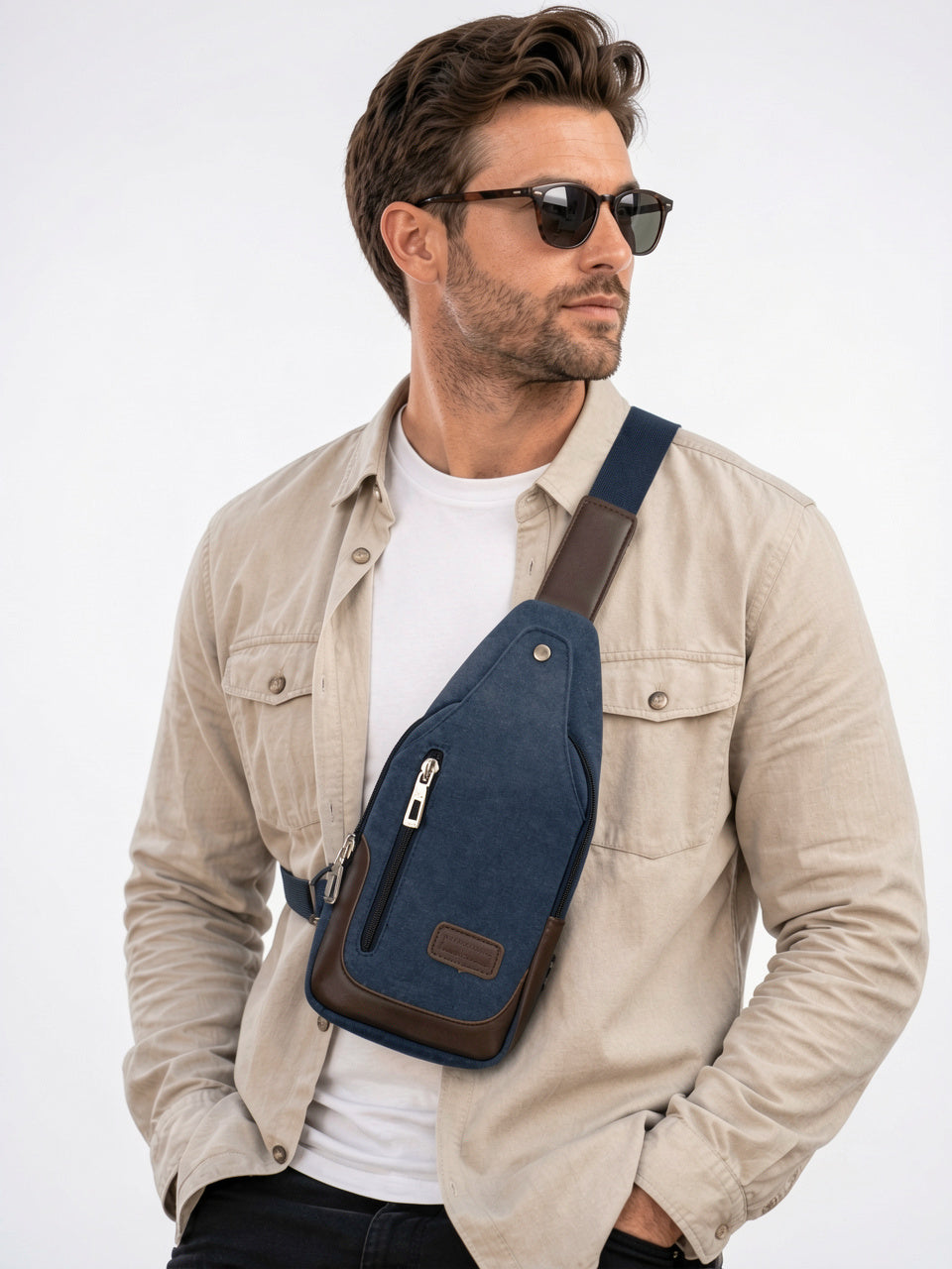 Petite Sacoche en Toile Bandoulière Zippée pour Homme - 2