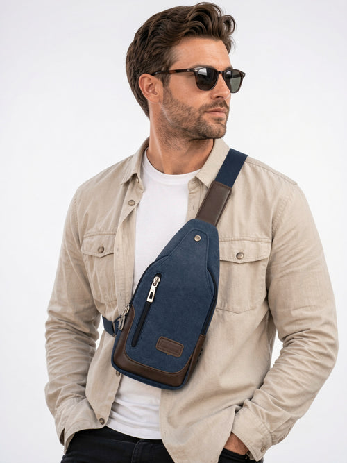 Petite Sacoche en Toile Bandoulière Zippée pour Homme - 2