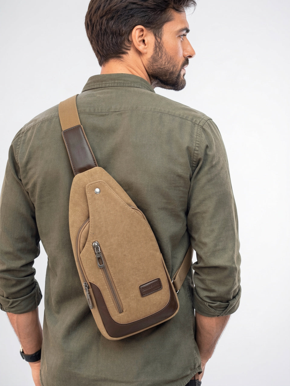 Petite Sacoche en Toile Bandoulière Zippée pour Homme - 7
