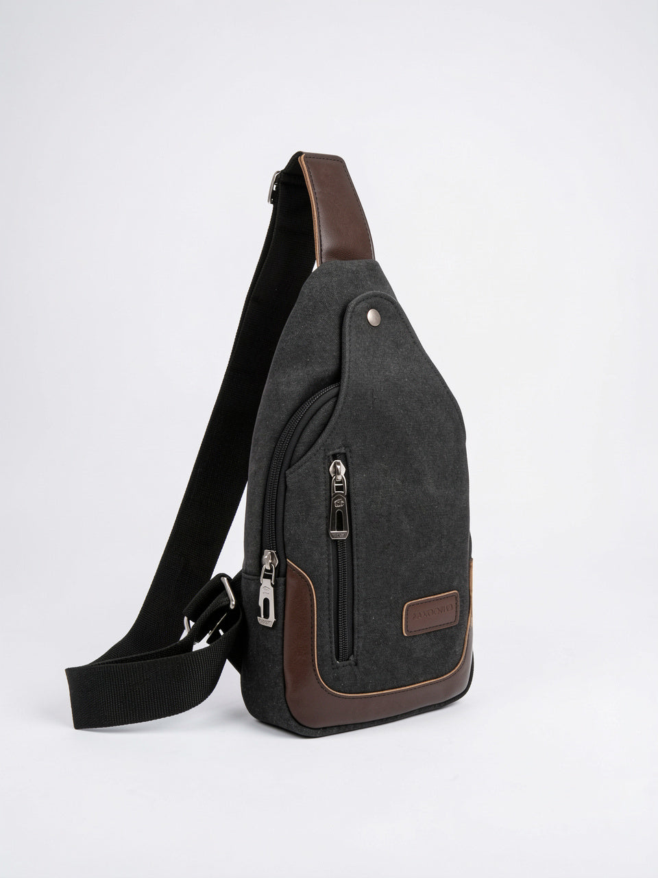 Petite Sacoche en Toile Bandoulière Zippée pour Homme - Noir 17cm x 30cm x 7.5cm