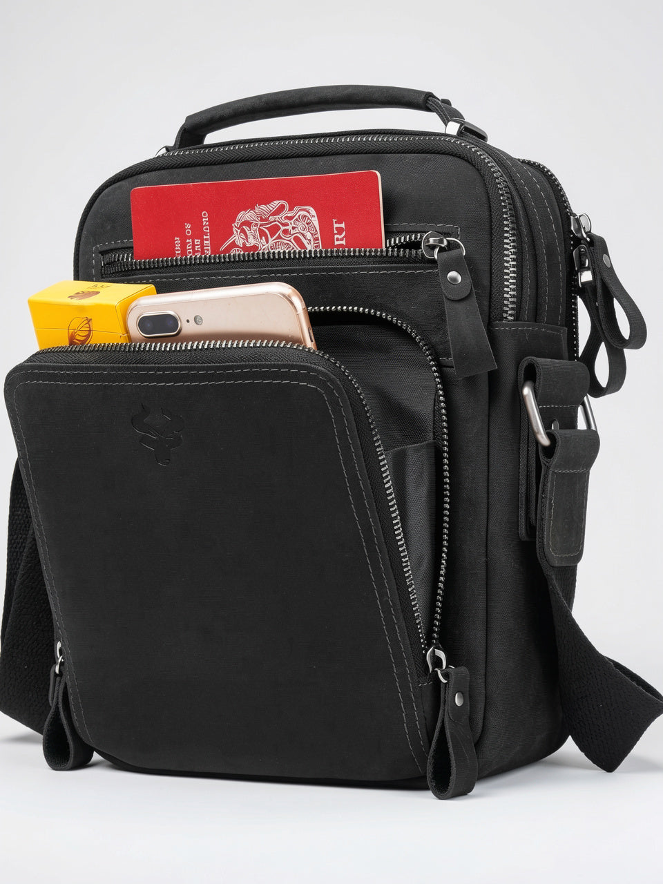 Sac Bandoulière pour Homme Poches en Véritable Cuir - 12