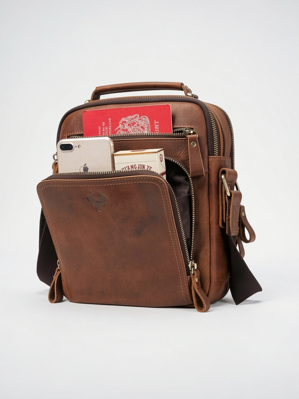 Sac Bandoulière pour Homme Poches en Véritable Cuir - 16