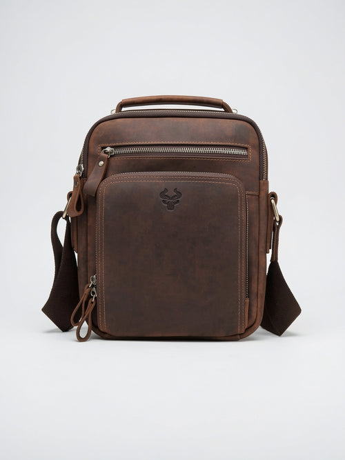 Sac Bandoulière pour Homme Poches en Véritable Cuir - 2