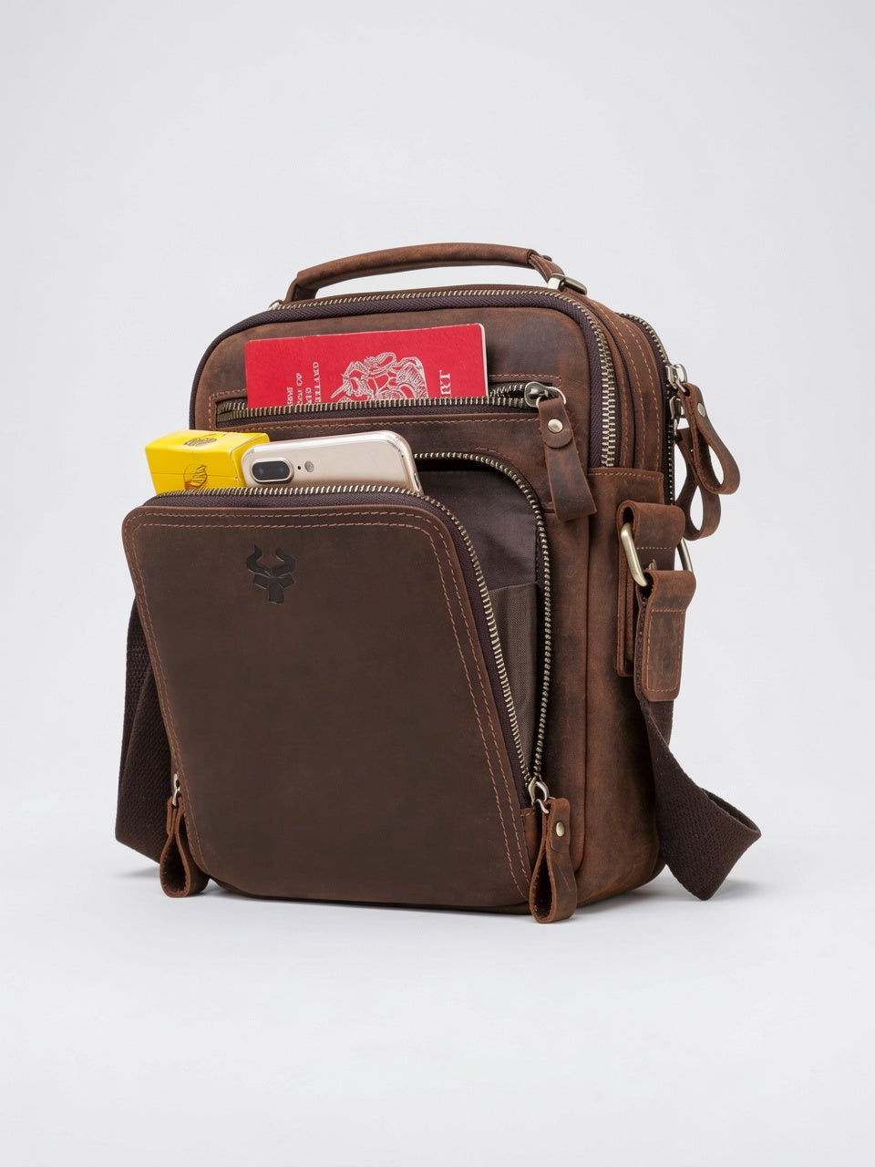 Sac Bandoulière pour Homme Poches en Véritable Cuir - 4