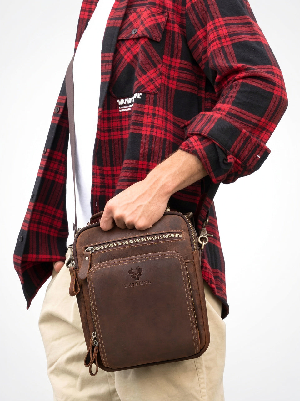 Sac Bandoulière pour Homme Poches en Véritable Cuir - 6