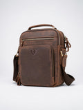 Sac Bandoulière pour Homme Poches en Véritable Cuir - Marron