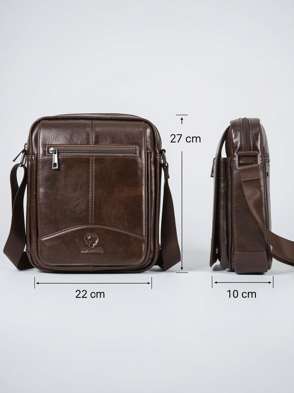 Sacoche authentique homme en cuir bandoulière zippée travail - 3