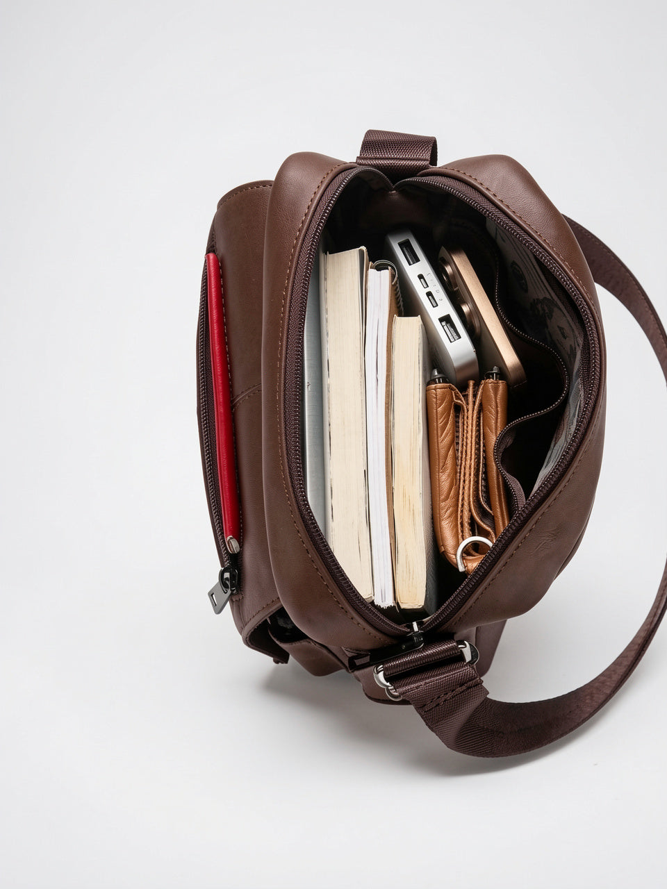 Sacoche authentique homme en cuir bandoulière zippée travail - 4