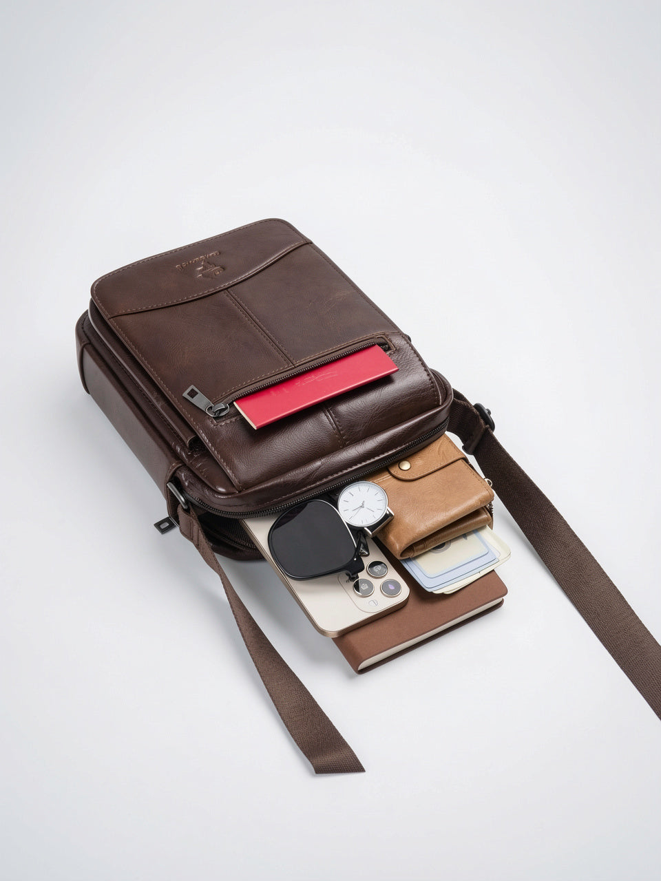 Sacoche authentique homme en cuir bandoulière zippée travail - 5