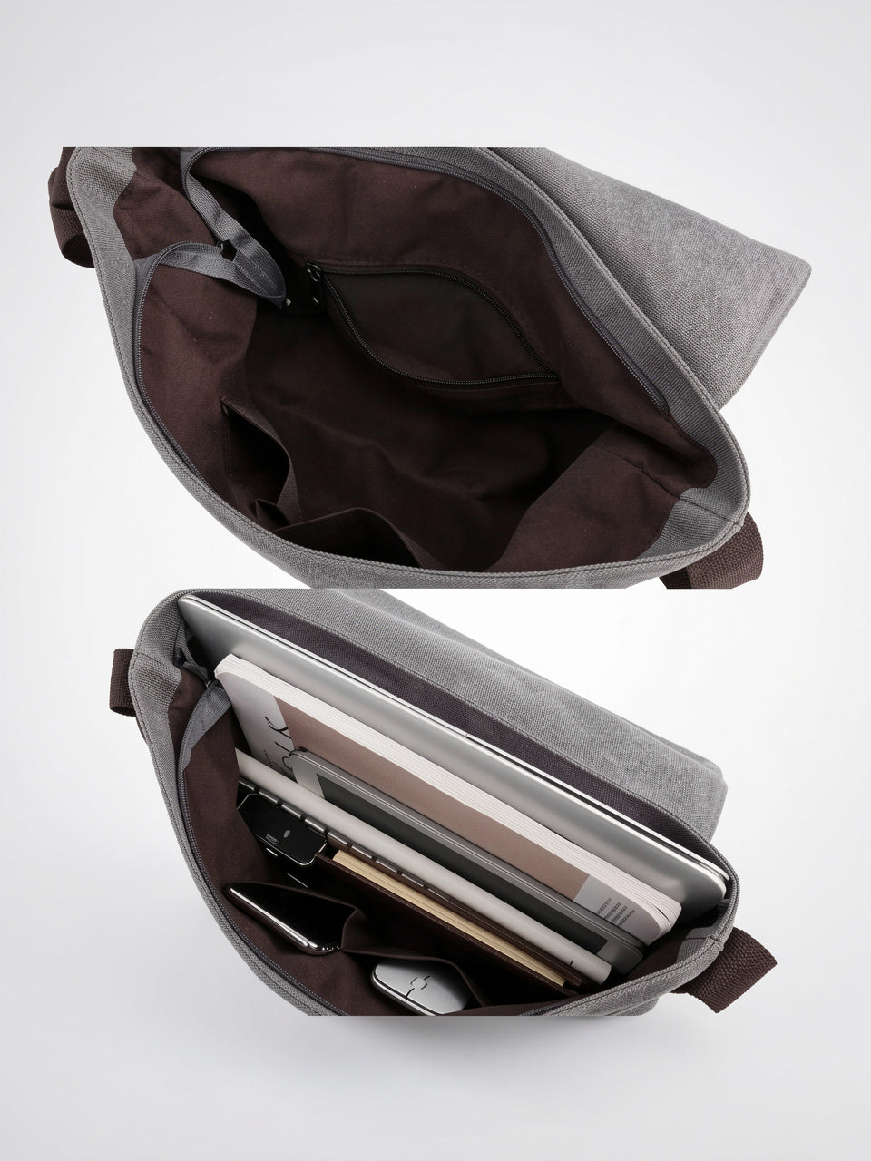Sacoche Bandoulière Canvas Homme Poches Zippée Quotidien Rabat - 6