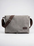 Sacoche Bandoulière Canvas Homme Poches Zippée Quotidien Rabat - Gris