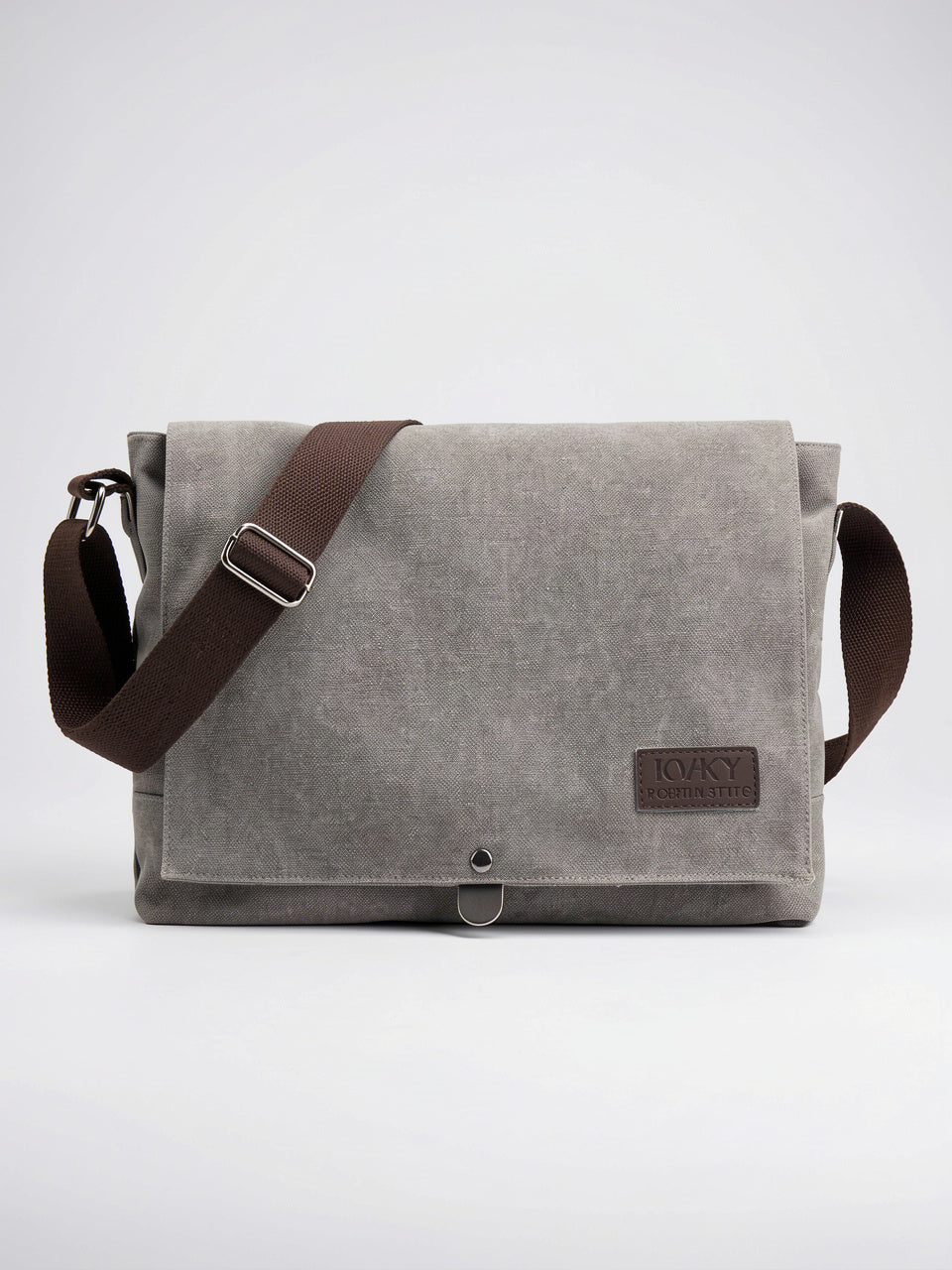 Sacoche Bandoulière Canvas Homme Poches Zippée Quotidien Rabat - Gris