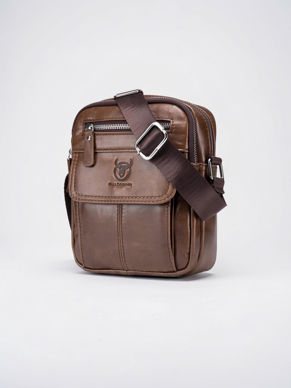 Sacoche Bandoulière Croisée Homme Cuir Pratique Compacte - Marron