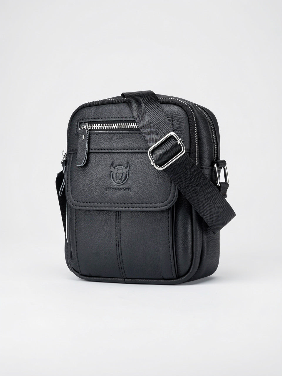Sacoche Bandoulière Croisée Homme Cuir Pratique Compacte - Noir