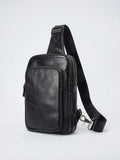 Sacoche Bandoulière Cuir Homme Compacte Zippée Vertical - 15.5cm x 25cm x 5cm