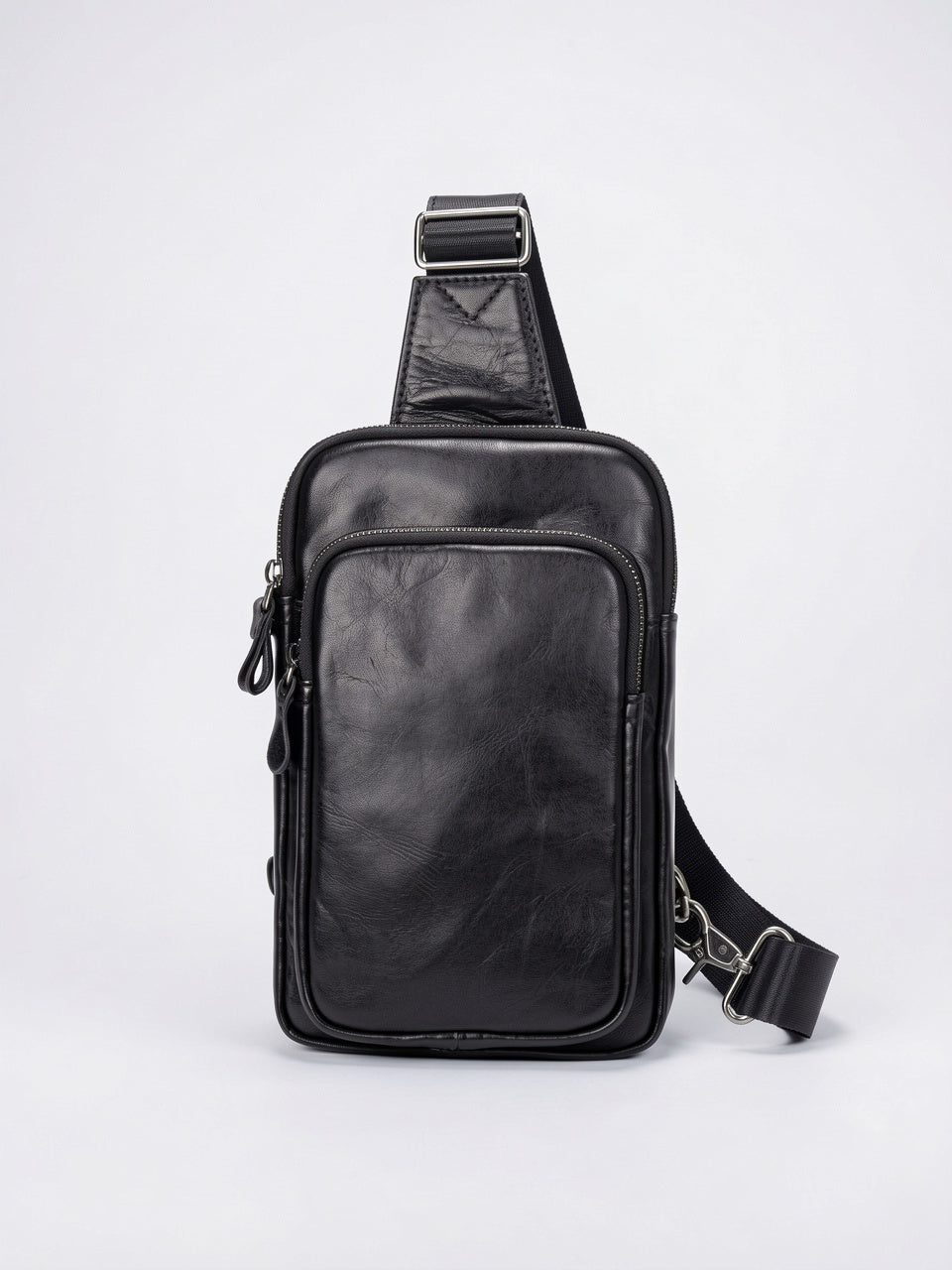 Sacoche Bandoulière Cuir Homme Compacte Zippée Vertical - 3