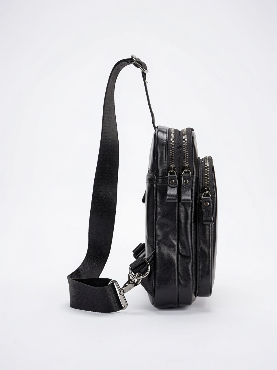 Sacoche Bandoulière Cuir Homme Compacte Zippée Vertical - 4