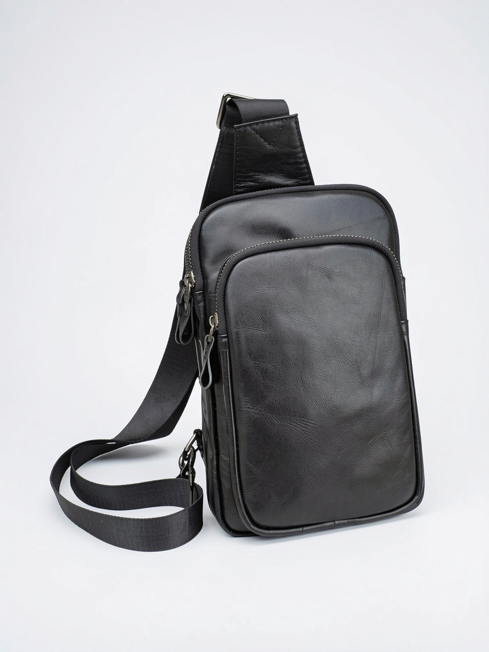 Sacoche Bandoulière Cuir Homme Compacte Zippée Vertical - 6