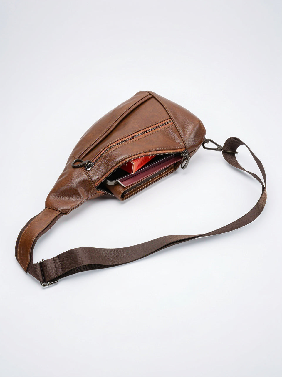 Sacoche Bandoulière en Cuir Homme Urbaine Sling Réglable - 5
