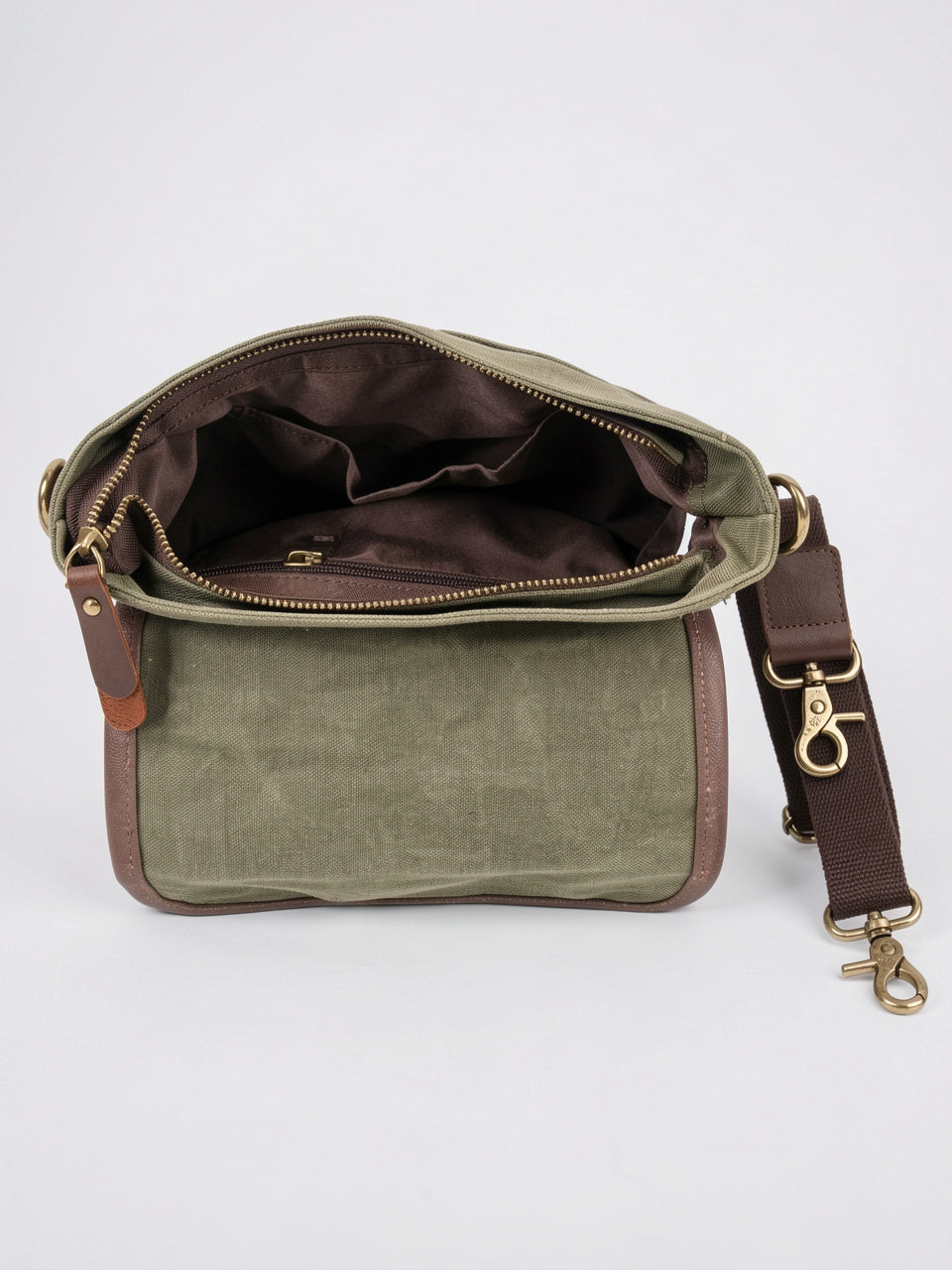 Sacoche Bandoulière Homme Canvas Ciré Petite Rabat Vintage - 11