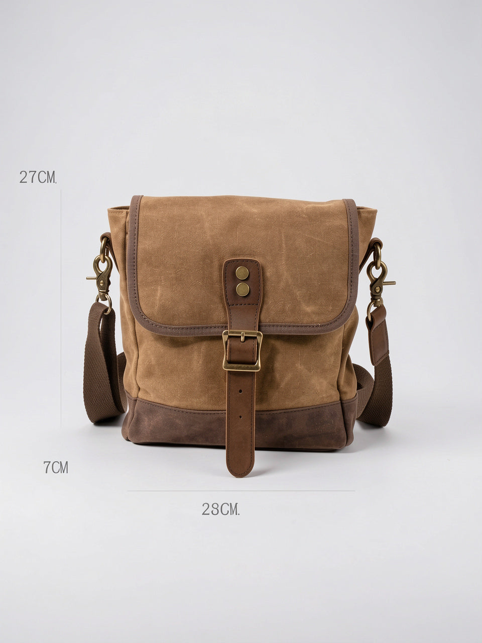 Sacoche Bandoulière Homme Canvas Ciré Petite Rabat Vintage - 4