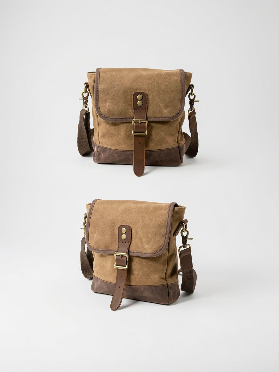 Sacoche Bandoulière Homme Canvas Ciré Petite Rabat Vintage - 7
