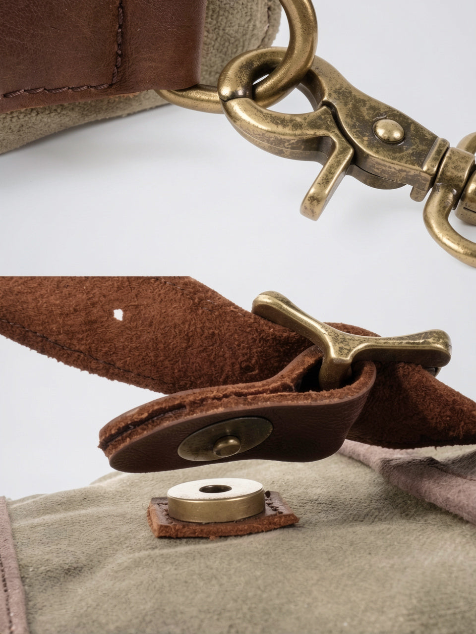 Sacoche Bandoulière Homme Canvas Ciré Petite Rabat Vintage - 9
