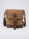 Sacoche Bandoulière Homme Canvas Ciré Petite Rabat Vintage - Marron