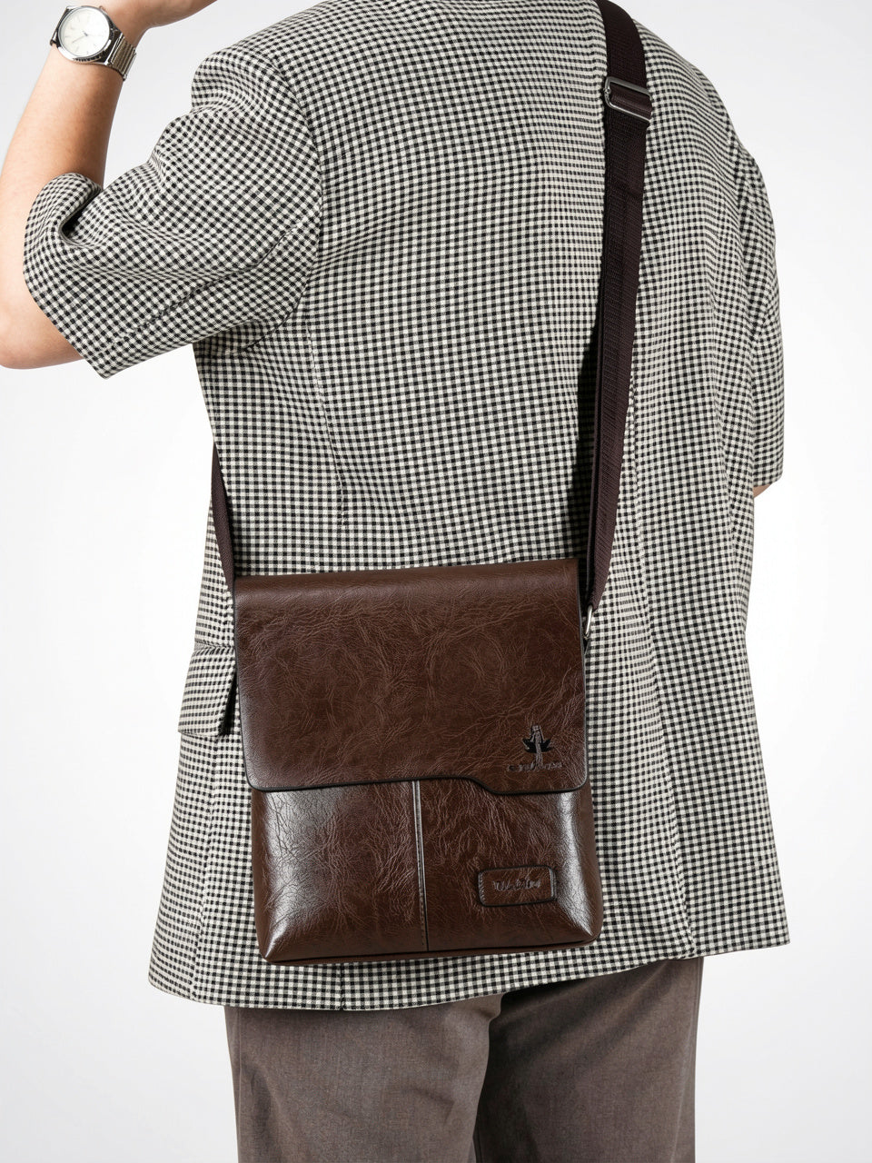Sacoche Bandoulière Homme Cuir Confortable Souple Rabat Mensager - 2