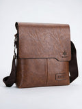 Sacoche Bandoulière Homme Cuir Confortable Souple Rabat Mensager - Marron 22cm x 26cm x 5cm