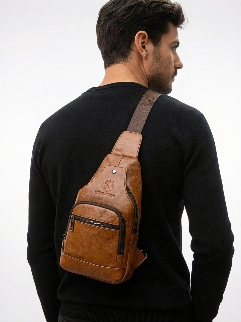 Sacoche Bandoulière Homme Cuir Croisée Zippée USB Port - 4