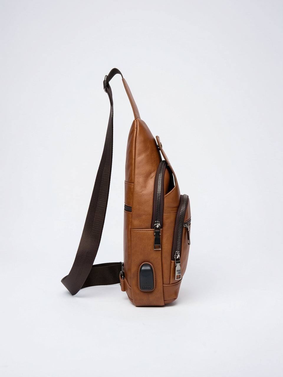 Sacoche Bandoulière Homme Cuir Croisée Zippée USB Port - 6