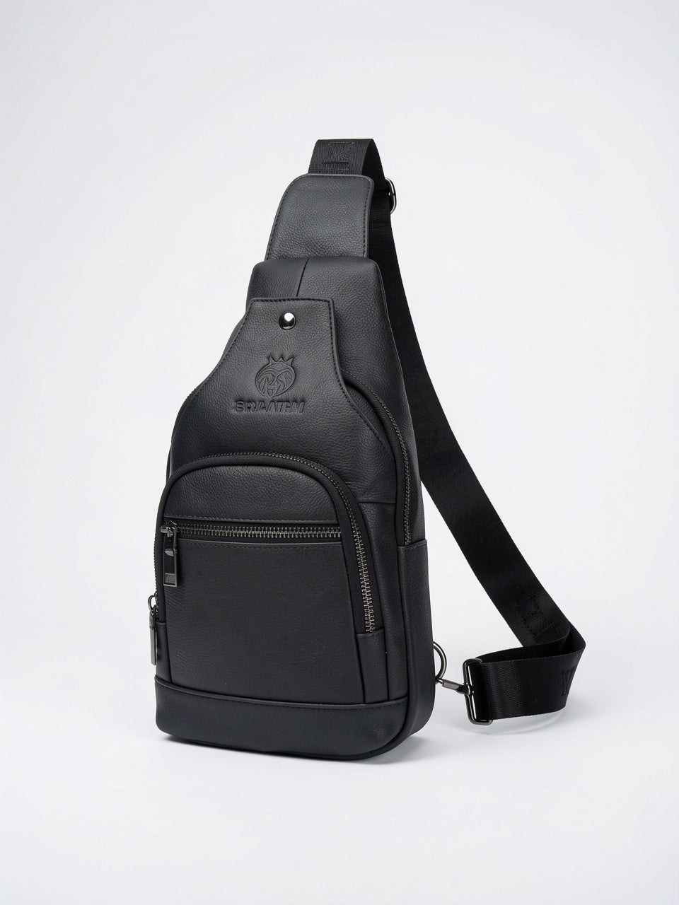 Sacoche Bandoulière Homme Cuir Croisée Zippée USB Port - Noir 17cm x 32cm x 7cm