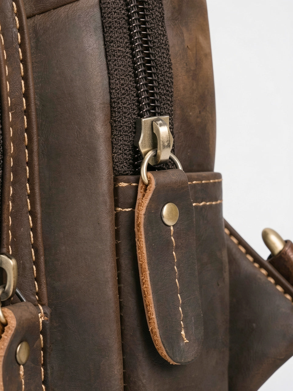 Sacoche Bandoulière Homme Cuir de Vache Zippée - 10