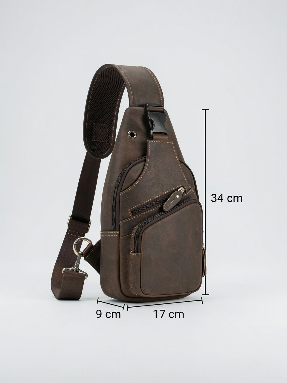 Sacoche Bandoulière Homme Cuir de Vache Zippée - 3