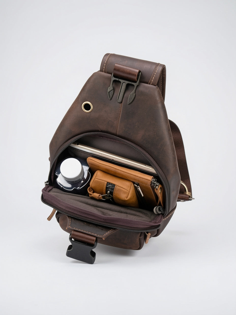 Sacoche Bandoulière Homme Cuir de Vache Zippée - 7