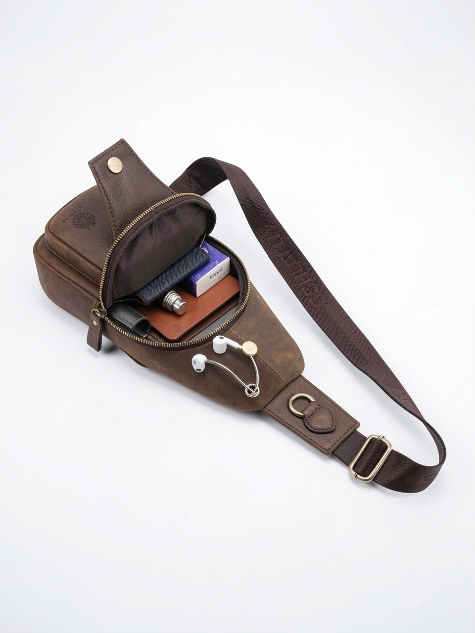 Sacoche Bandoulière Homme Cuir Durable Zippée Verticale Compacte - 7