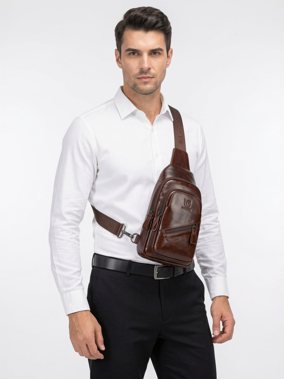 Sacoche Bandoulière Homme Cuir Grande Capacité Tablette Voyage - 2