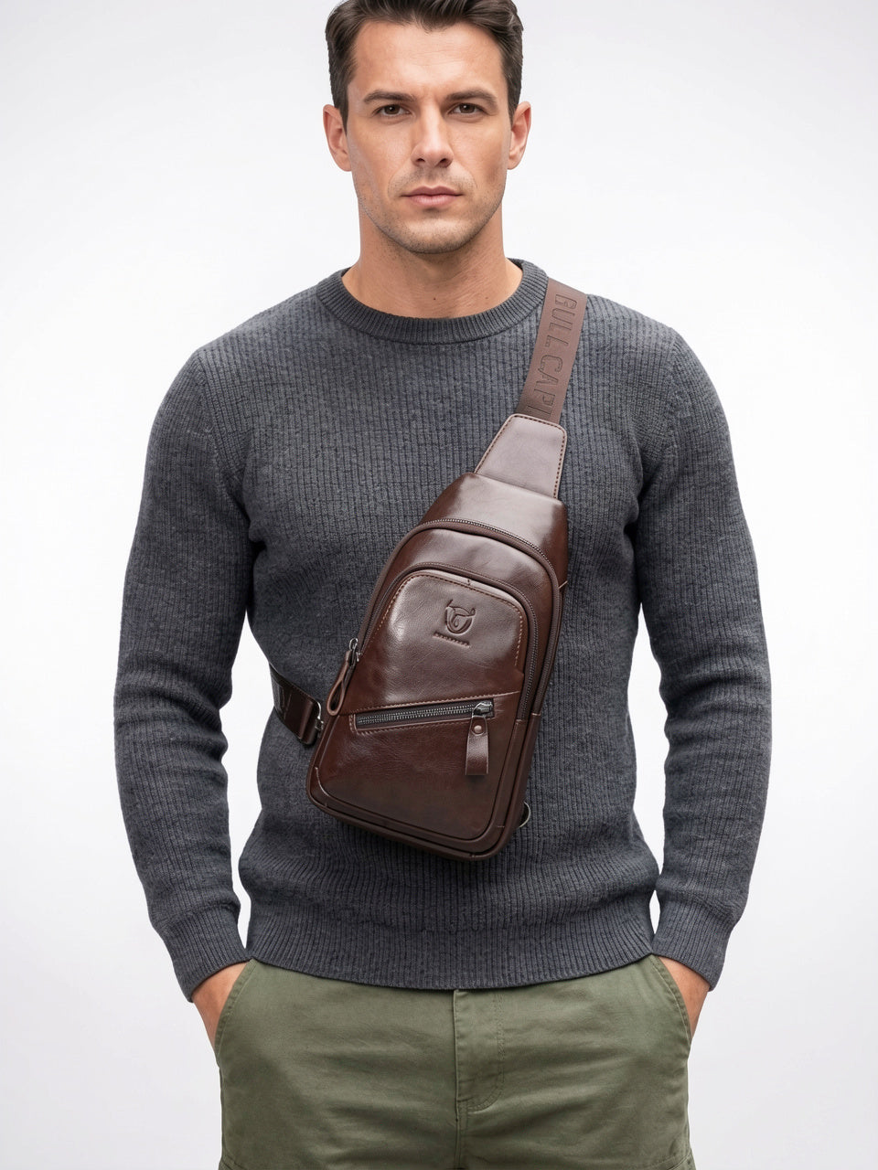 Sacoche Bandoulière Homme Cuir Grande Capacité Tablette Voyage - 3
