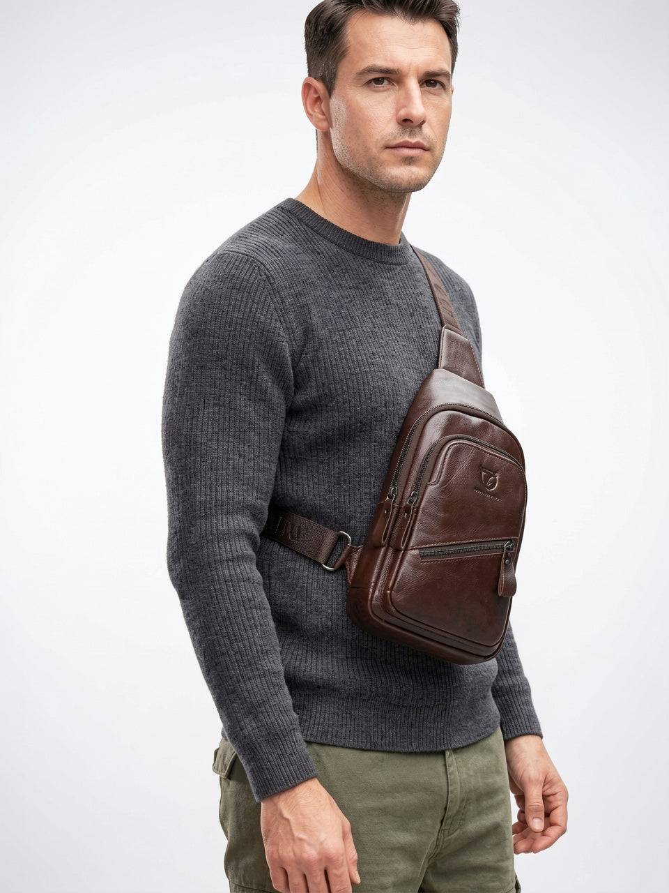 Sacoche Bandoulière Homme Cuir Grande Capacité Tablette Voyage - 4