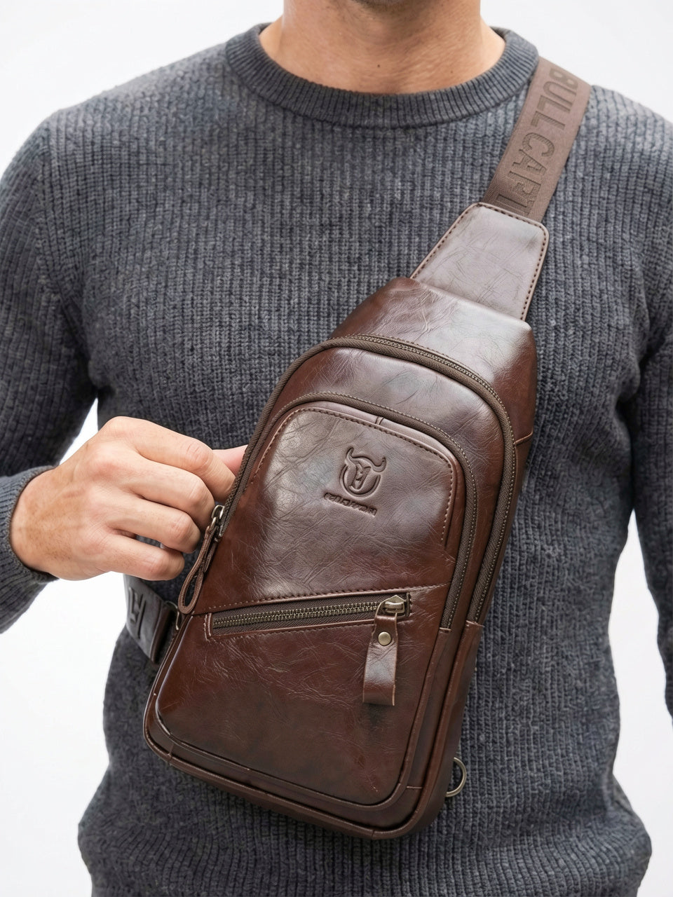 Sacoche Bandoulière Homme Cuir Grande Capacité Tablette Voyage - 5