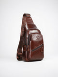 Sacoche Bandoulière Homme Cuir Grande Capacité Tablette Voyage - Marron