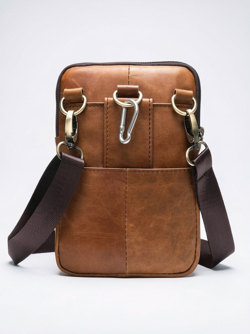 Sacoche Bandoulière Homme Cuir Téléphone Zippée Compacte - 4