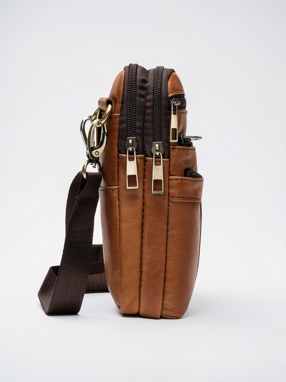 Sacoche Bandoulière Homme Cuir Téléphone Zippée Compacte - 5