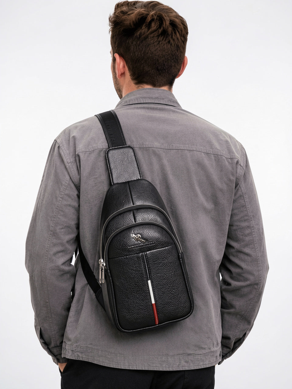 Sacoche Bandoulière Homme Cuir Vertical format Zippée Compacte - 5
